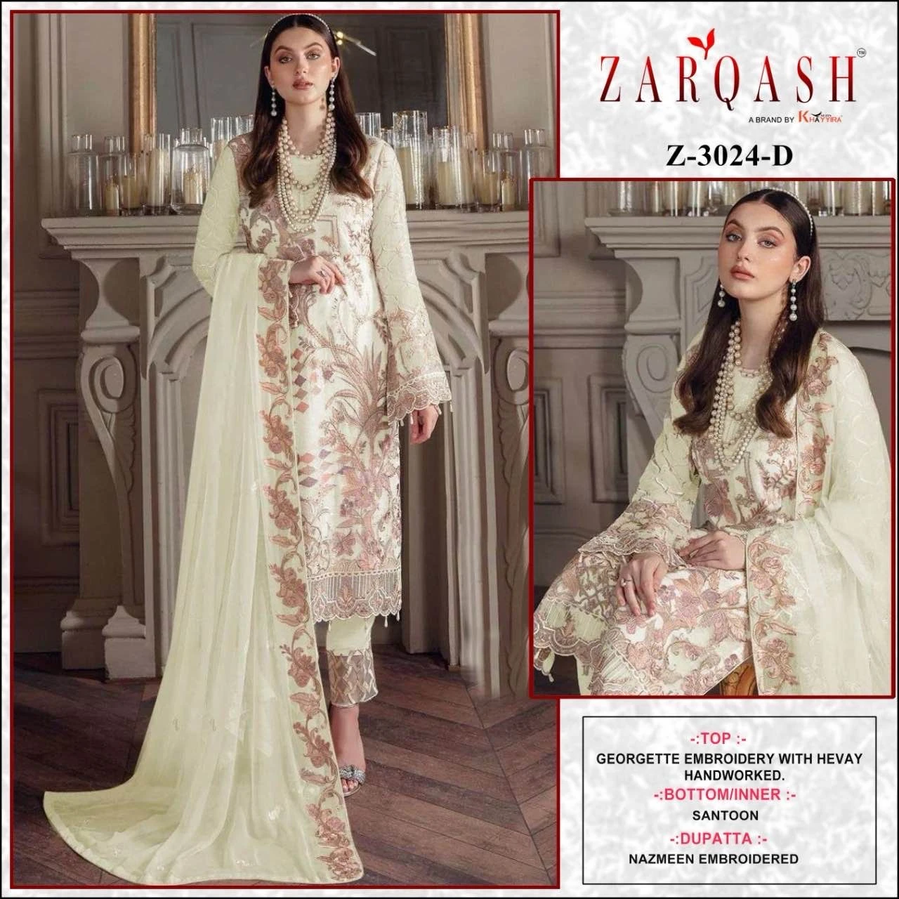 Zarqash Z 3024 Georgette Wholesale Pakistani Salwar Suit Catalog — Wholesale Pakistani Suits, MPA wholesale from Surat - Gallery Image 3